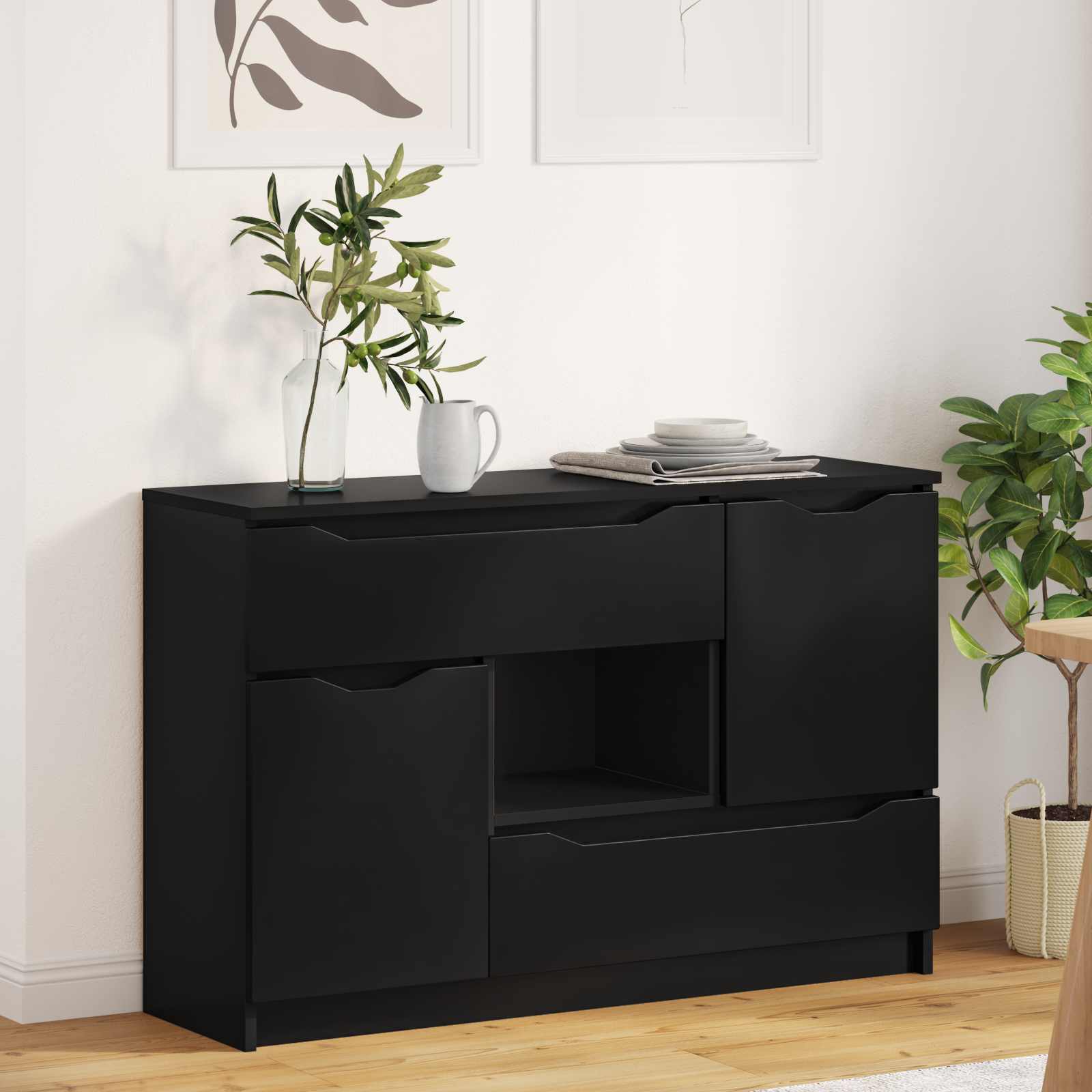 Servírovací Skříň Černá 100 X 30 X 65,6 Kompozitní Dřevo