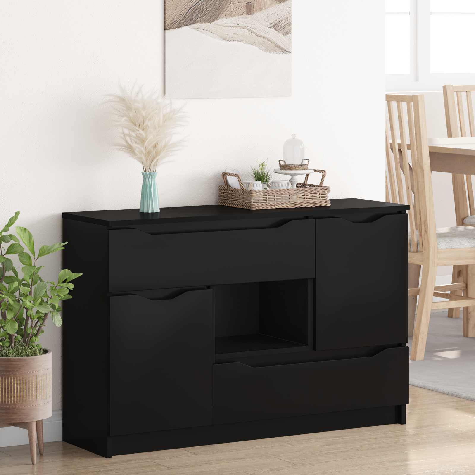 Servírovací Skříň Černá 100 X 30 X 65,6 Kompozitní Dřevo