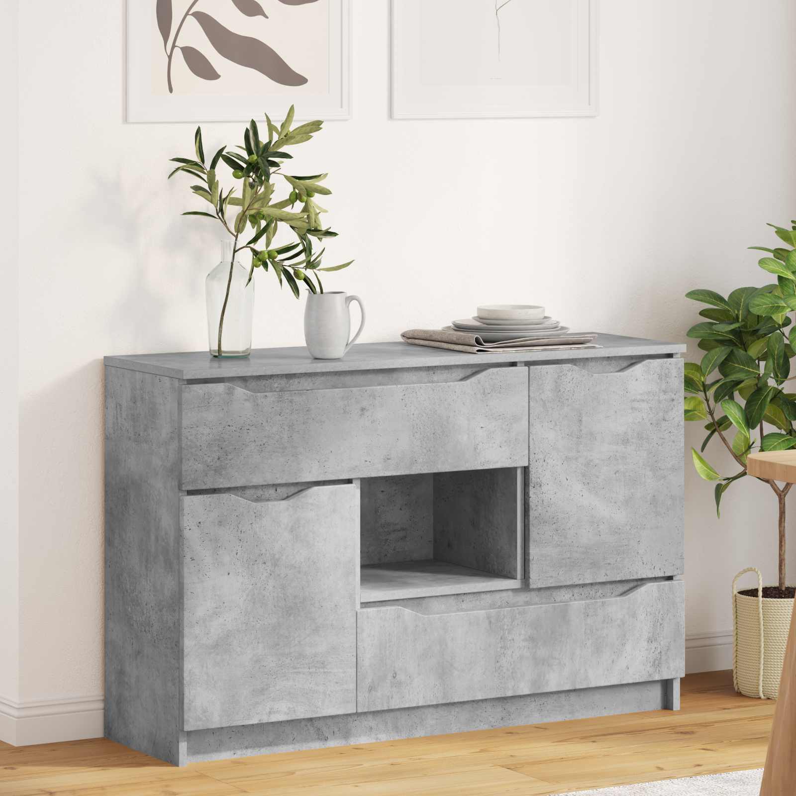 Servírovací Skříň Betonově Šedá 100 X 30 X 65,6
