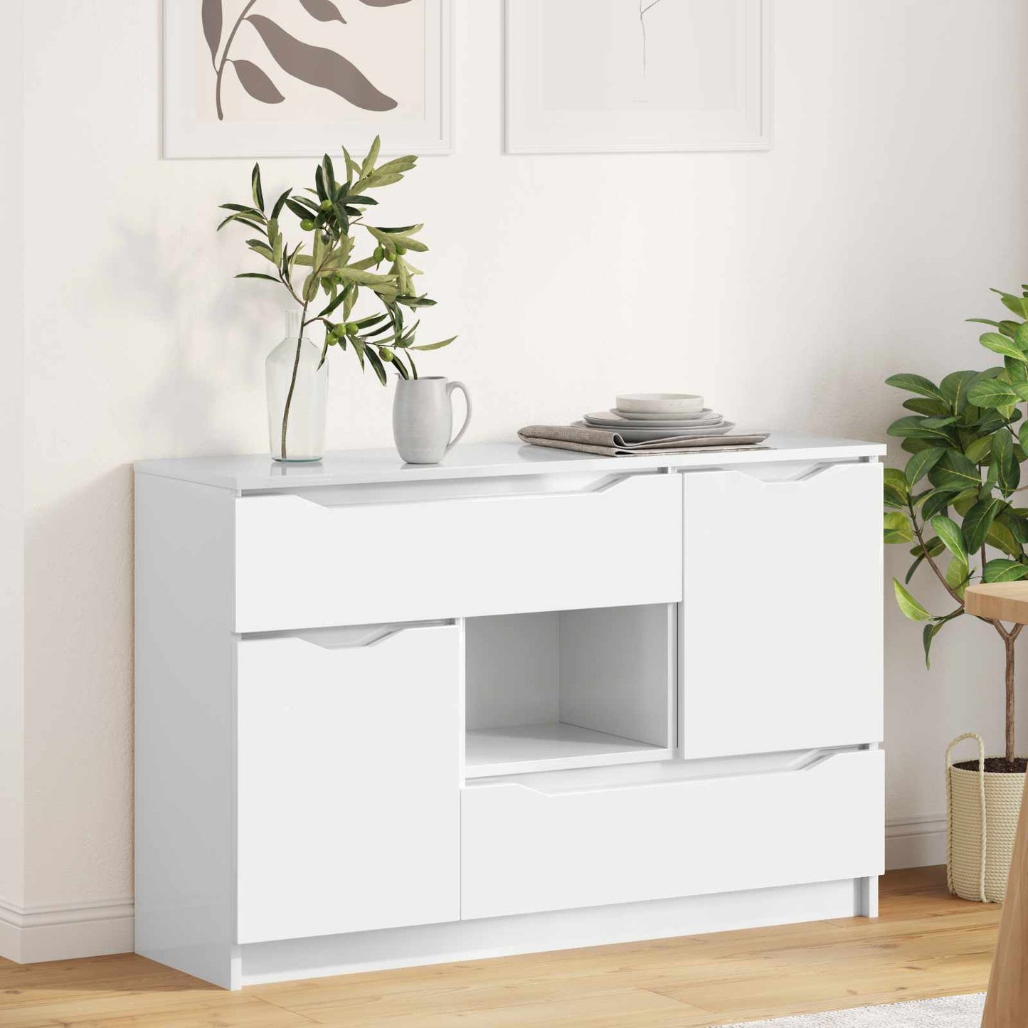 Servírovací Skříň Vysoce Lesklá Bílá 100 X 30 X 65,6