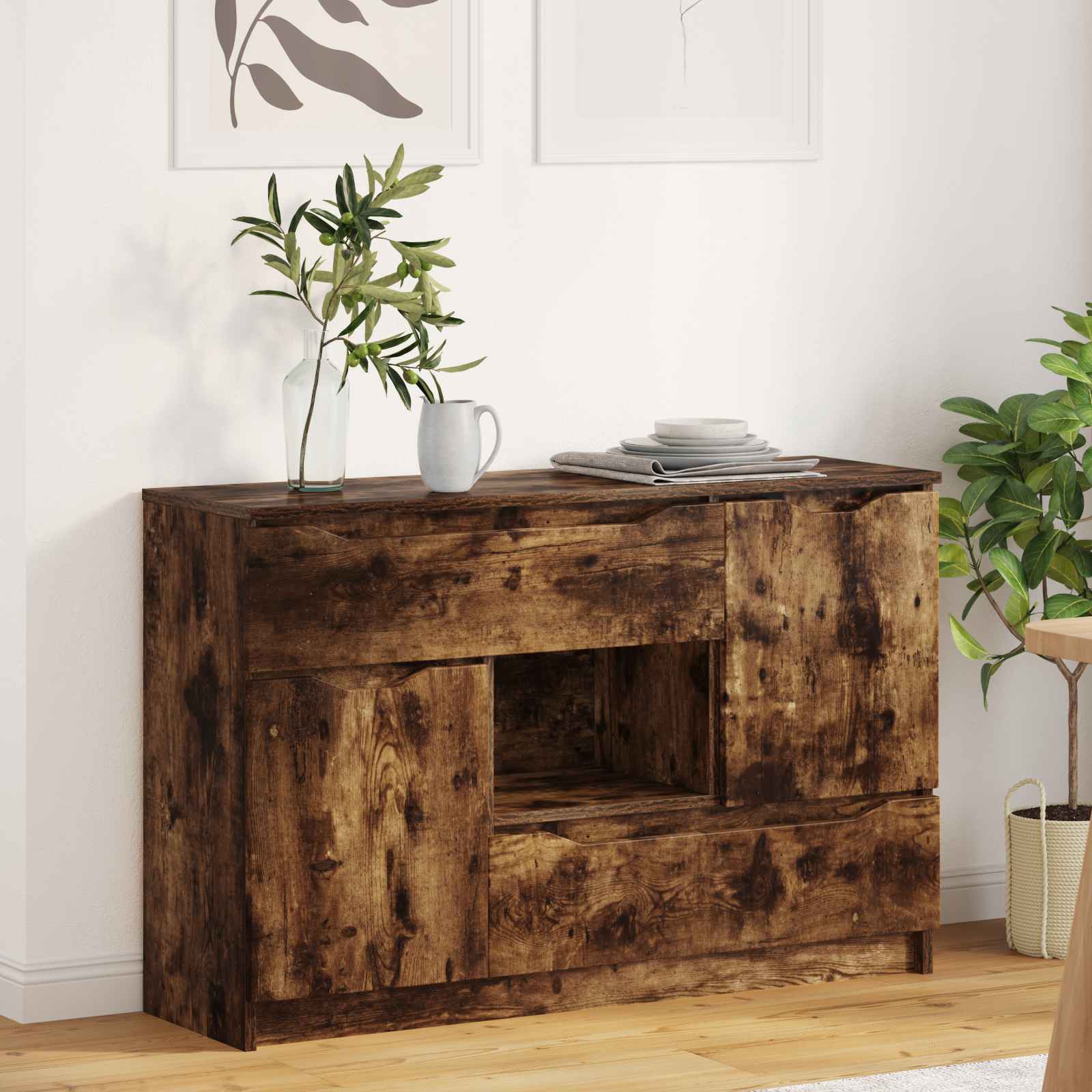 Servírovací Skříň Kouřový Dub 100 X 30 X 65,6 Kompozitní Dřevo
