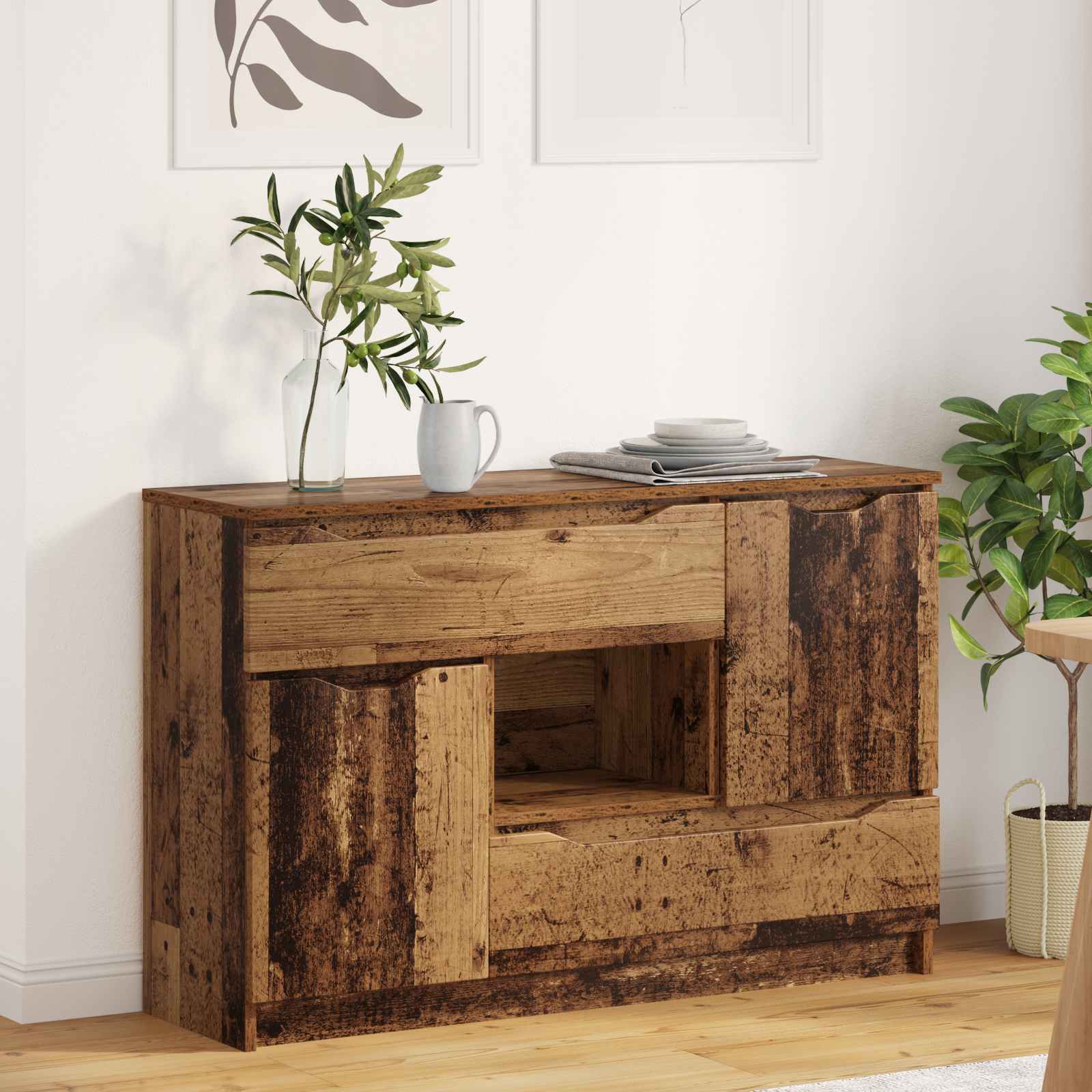 Servírovací Skříň Staré Dřevo 100 X 30 X 65,6 Kompozitní Dřevo
