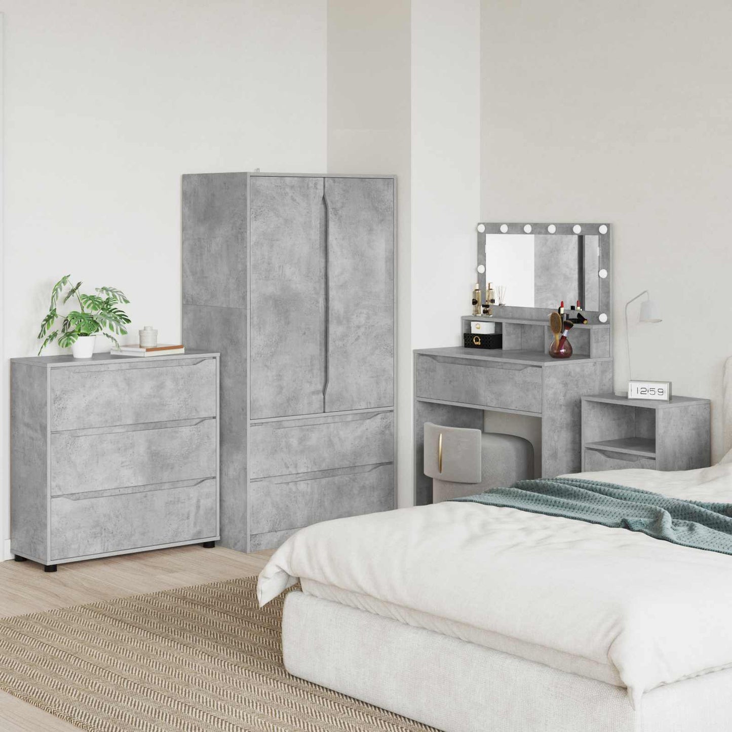Úložná Skříňka 80 X 31 X 81 Cm Kompozitní Dřevo Betonově Šedá