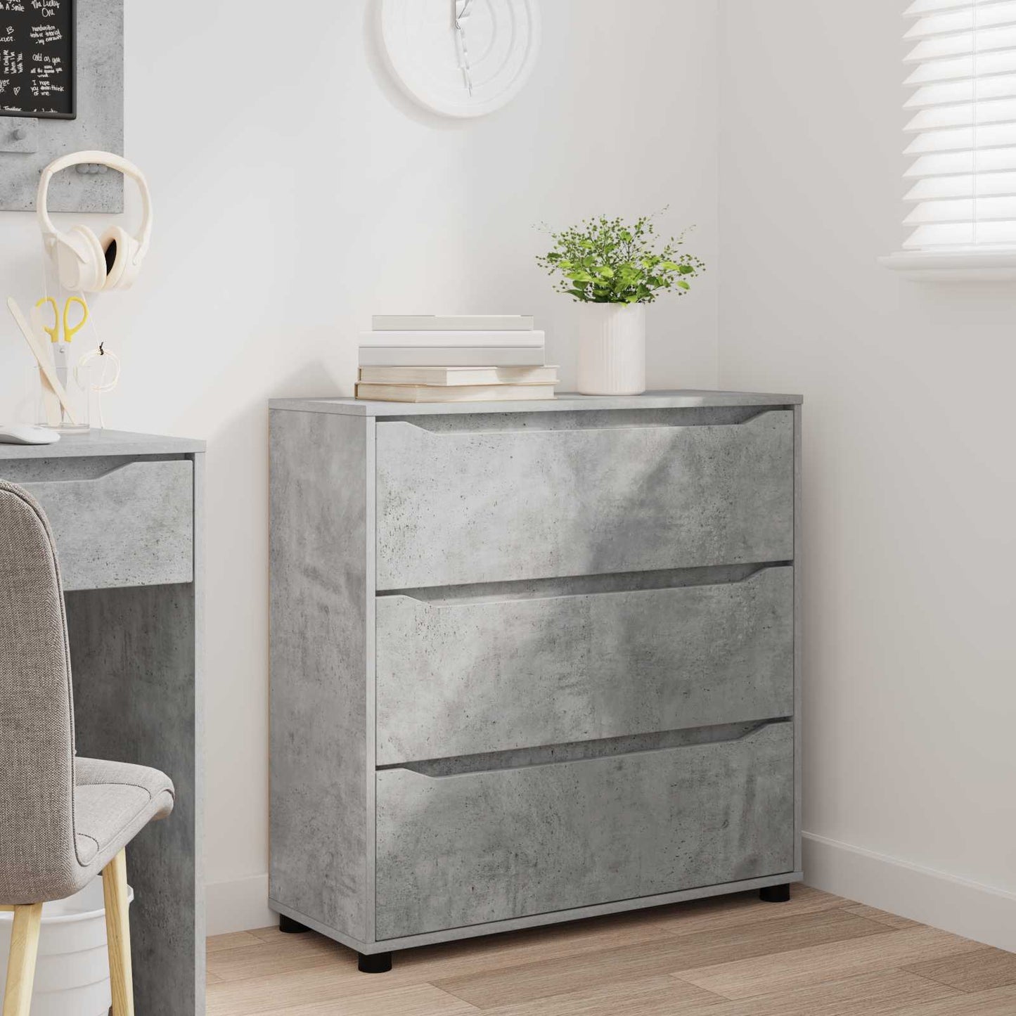 Úložná Skříňka 80 X 31 X 81 Cm Kompozitní Dřevo Betonově Šedá