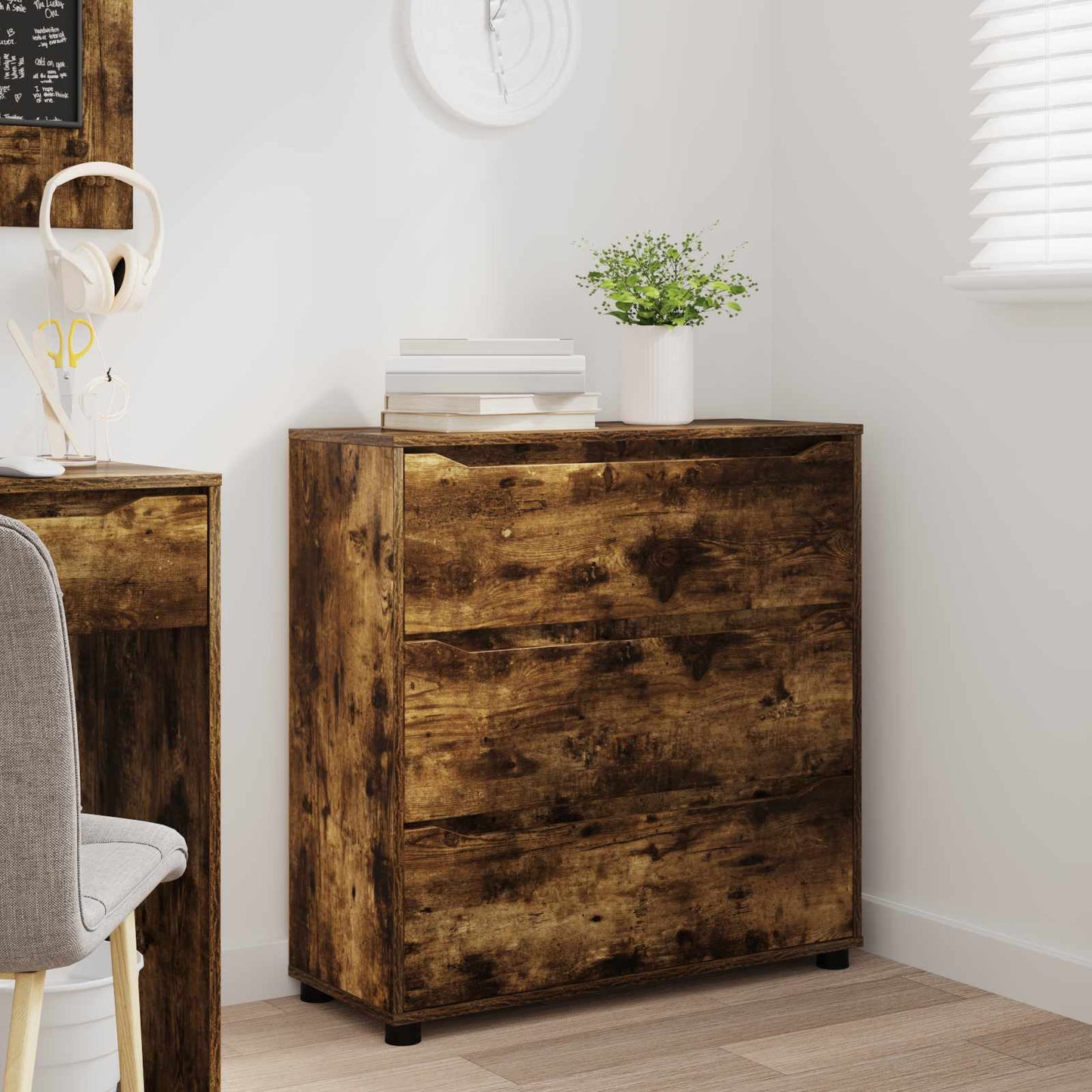 Úložná Skříňka 80 X 31 X 81 Cm Kompozitní Dřevo Kouřový Dub