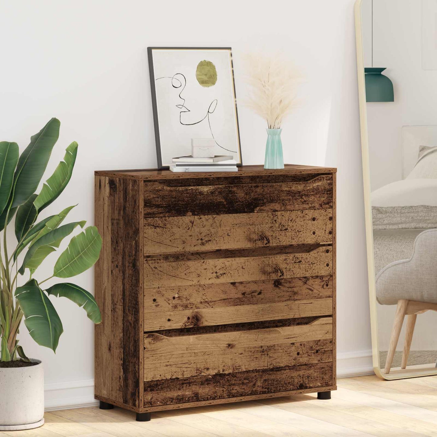 Úložná Skříňka 80 X 31 X 81 Cm Kompozitní Dřevo Staré Dřevo