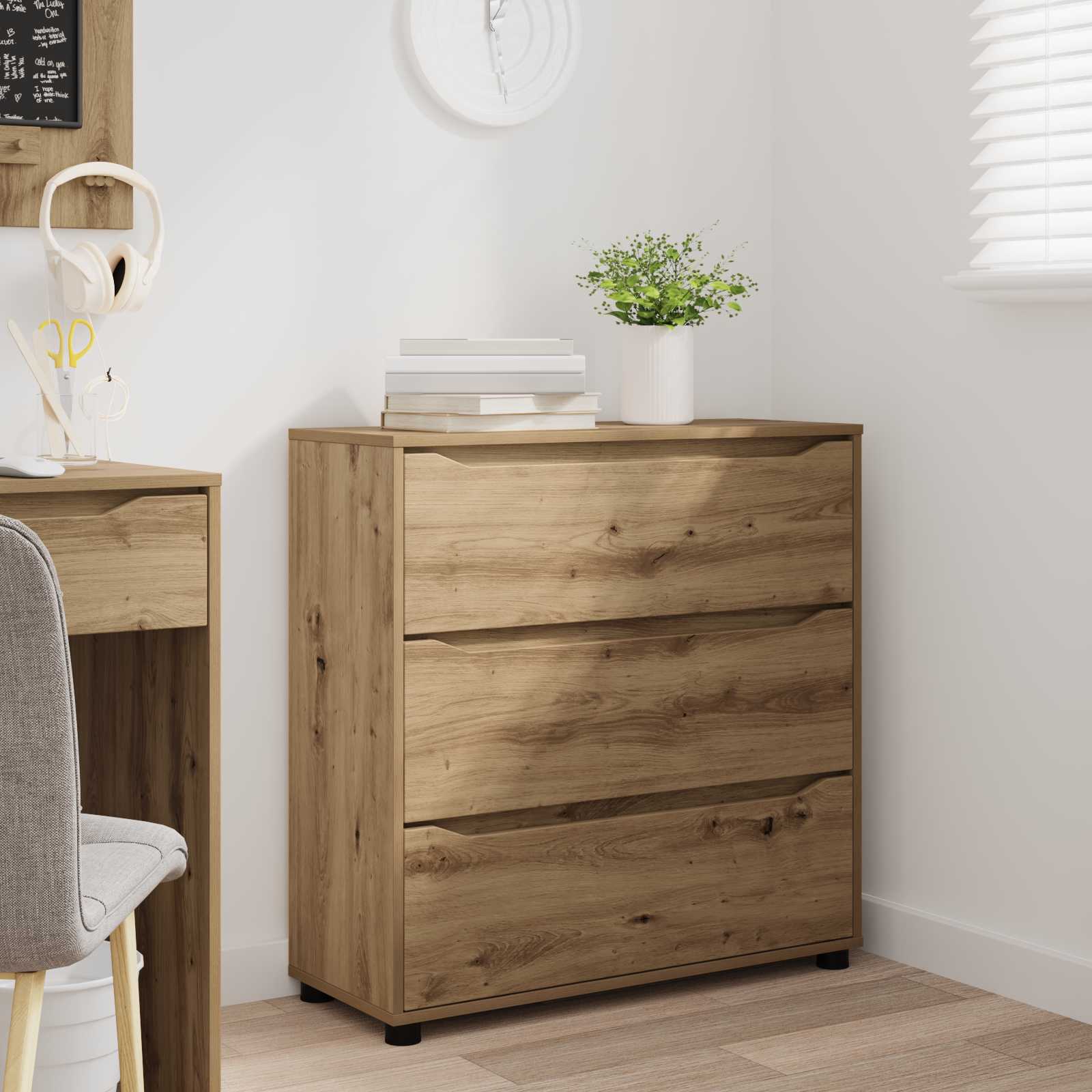 Úložná Skříňka 80 X 31 X 81 Cm Kompozitní Dřevo Artisanový Dub