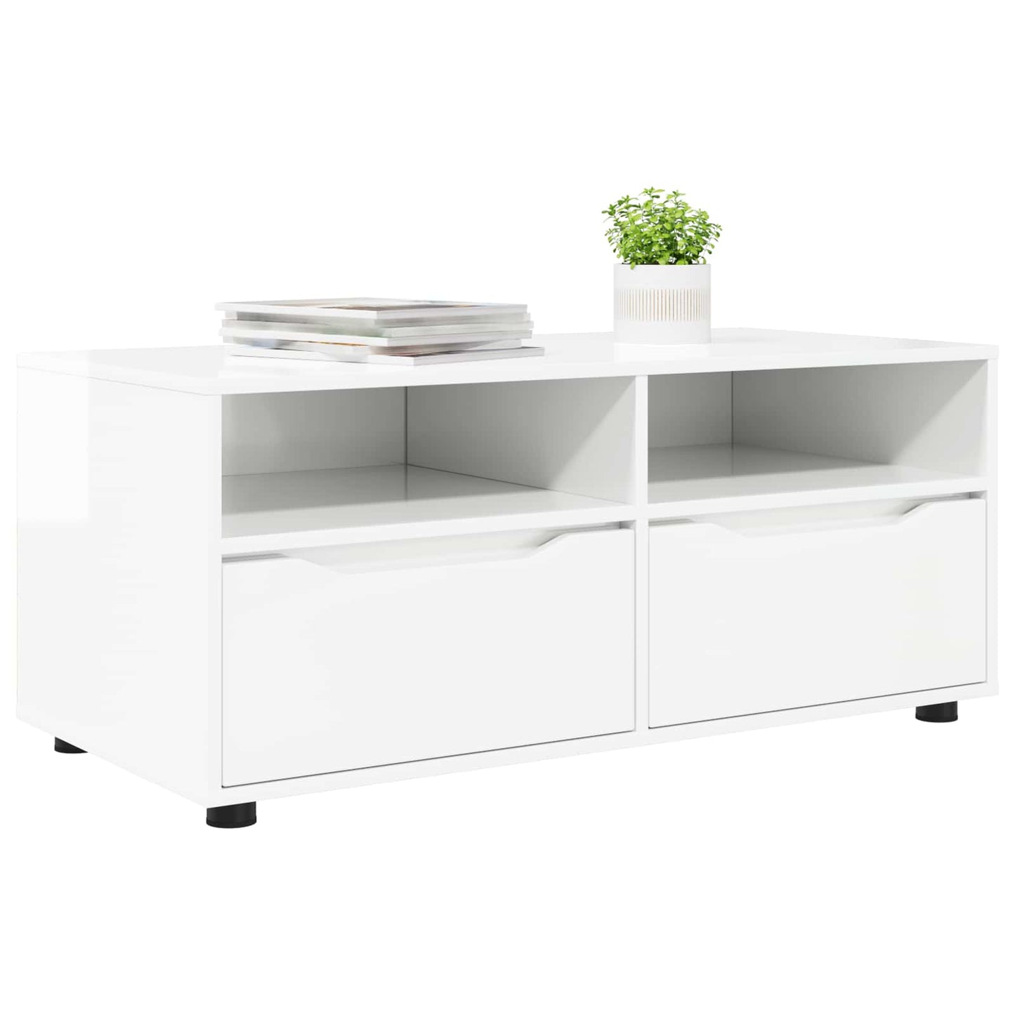 Televizní Skříň 100 X 48 X 43 Cm Vysoce Lesklá Bílá