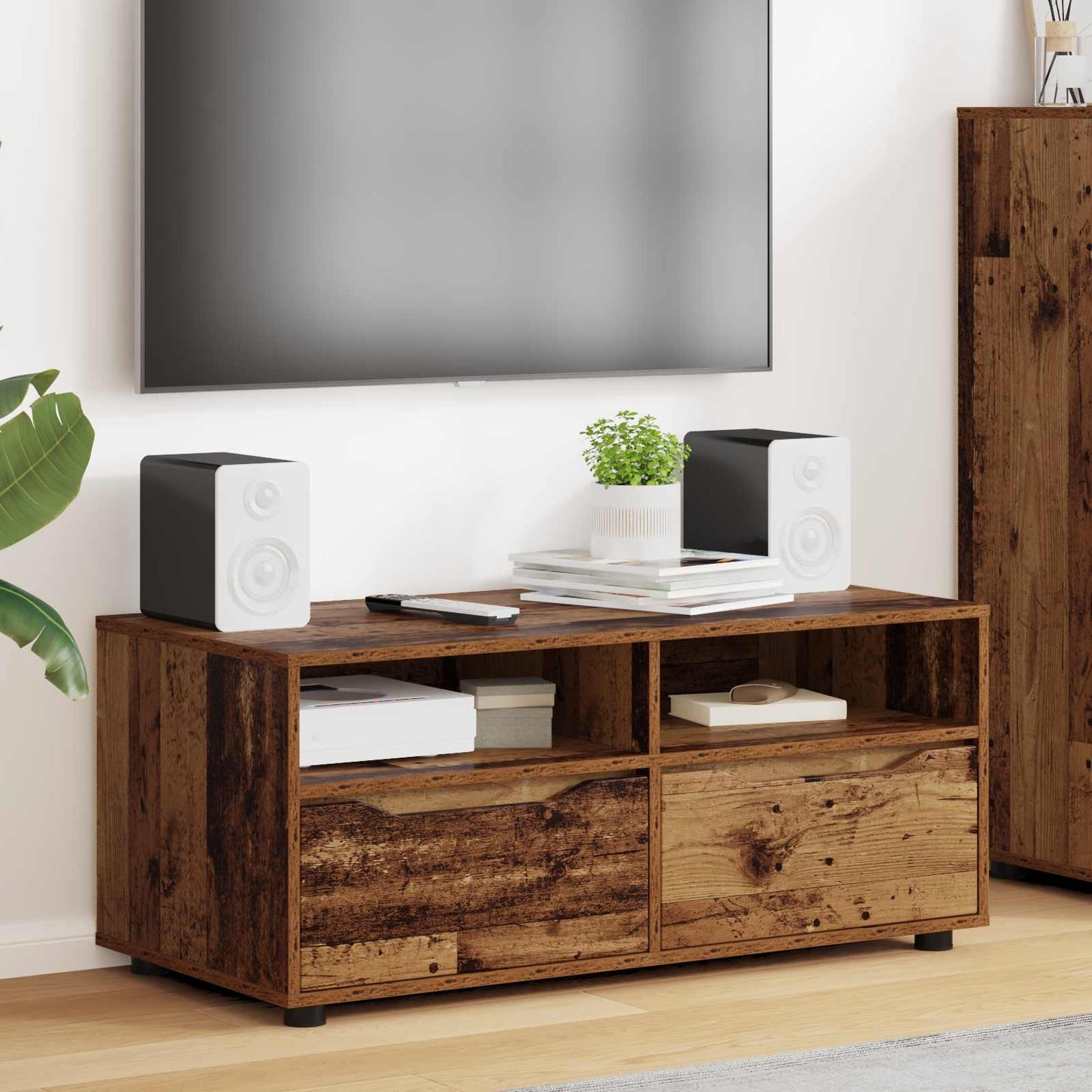 Televizní Skříň 100 X 48 X 43 Cm Staré Dřevo Kompozitní Dřevo