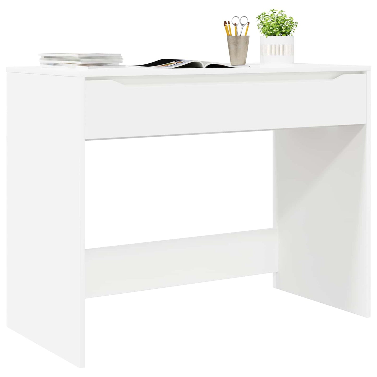 Stůl Se Zásuvkou Bílý 100 X 50 X 78 Cm Dřevěný Materiál
