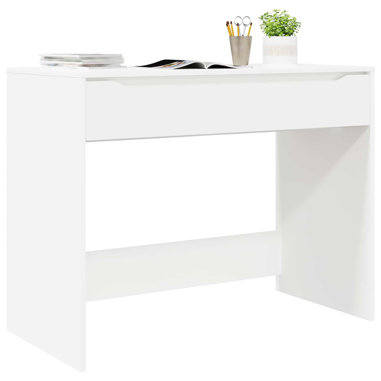 Stůl Se Zásuvkou Bílý 100 X 50 X 78 Cm Dřevěný Materiál
