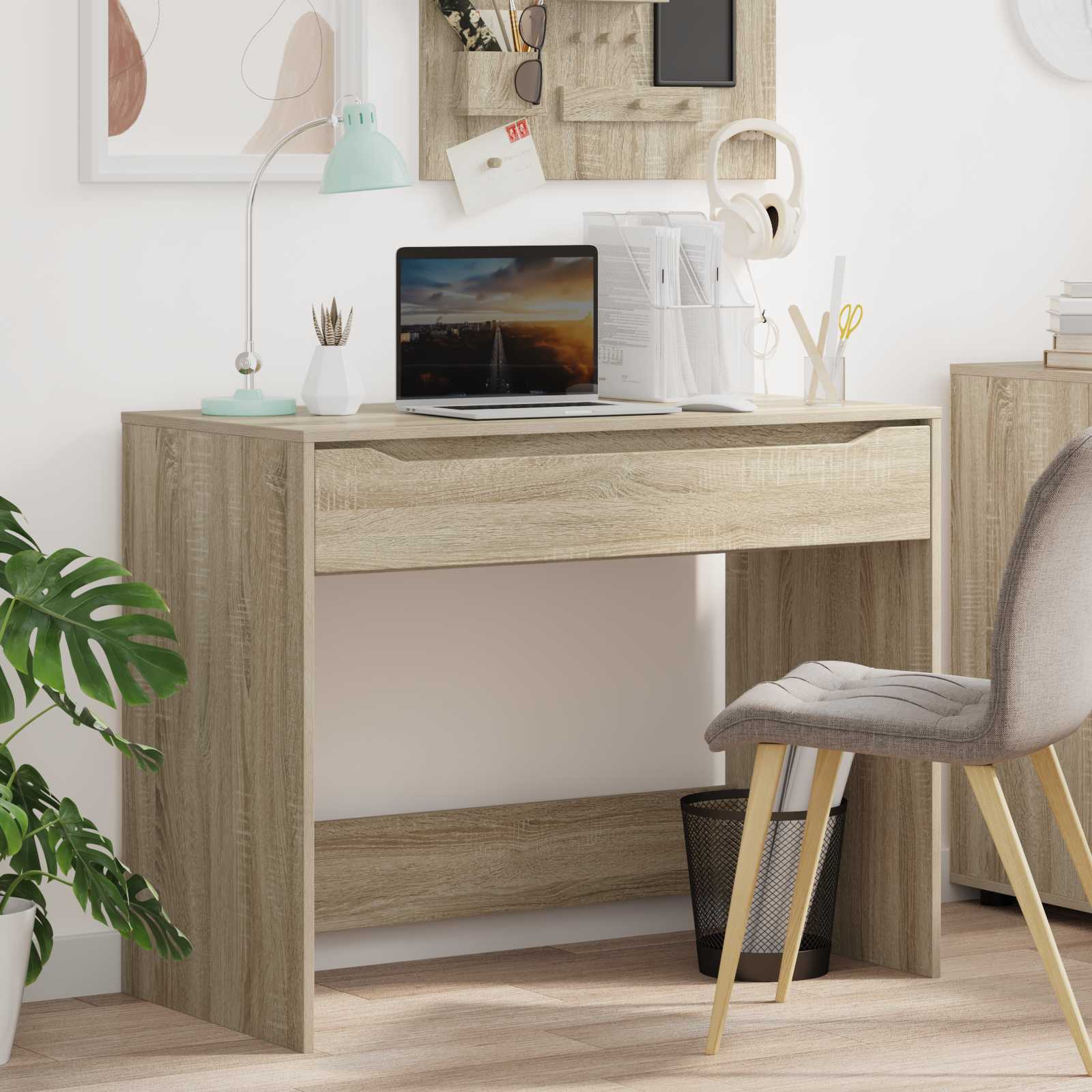 Stůl Se Zásuvkou Sonoma Dub 100 X 50 X 78 Cm Dřevěný Materiál