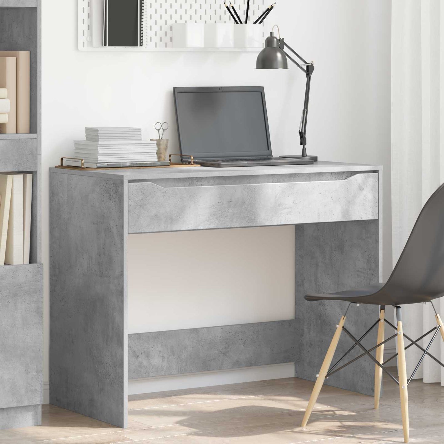 Stůl Betonově Šedá 100 X 50 X 78 Cm Dřevěný Materiál