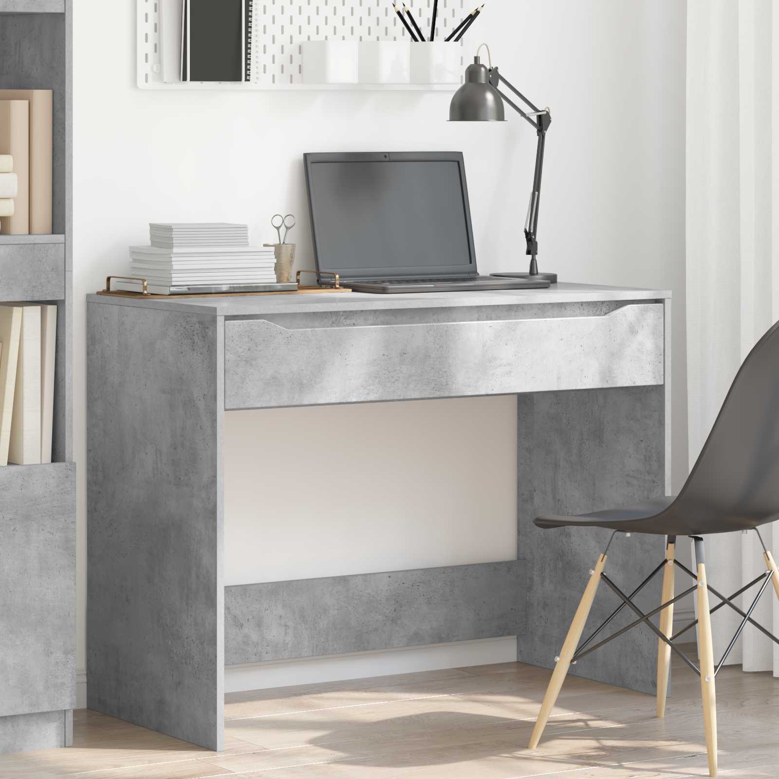 Stůl Betonově Šedá 100 X 50 X 78 Cm Dřevěný Materiál