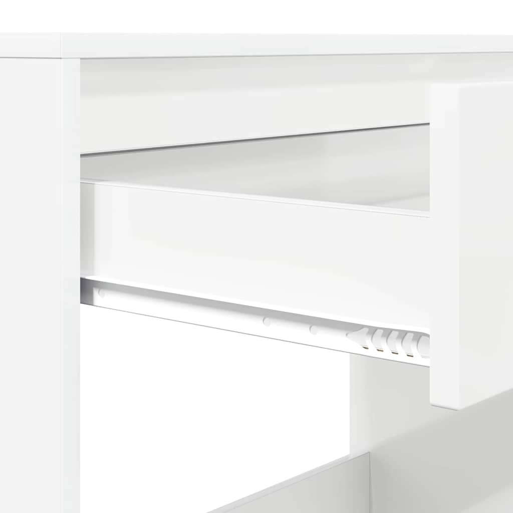 Stůl Vysoký Lesklý Bílý 100 X 50 X 78 Cm Dřevěný Materiál