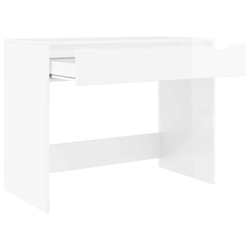 Stůl Vysoký Lesklý Bílý 100 X 50 X 78 Cm Dřevěný Materiál