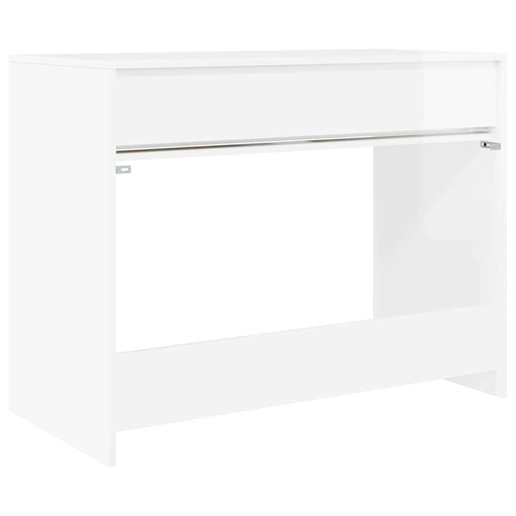 Stůl Vysoký Lesklý Bílý 100 X 50 X 78 Cm Dřevěný Materiál