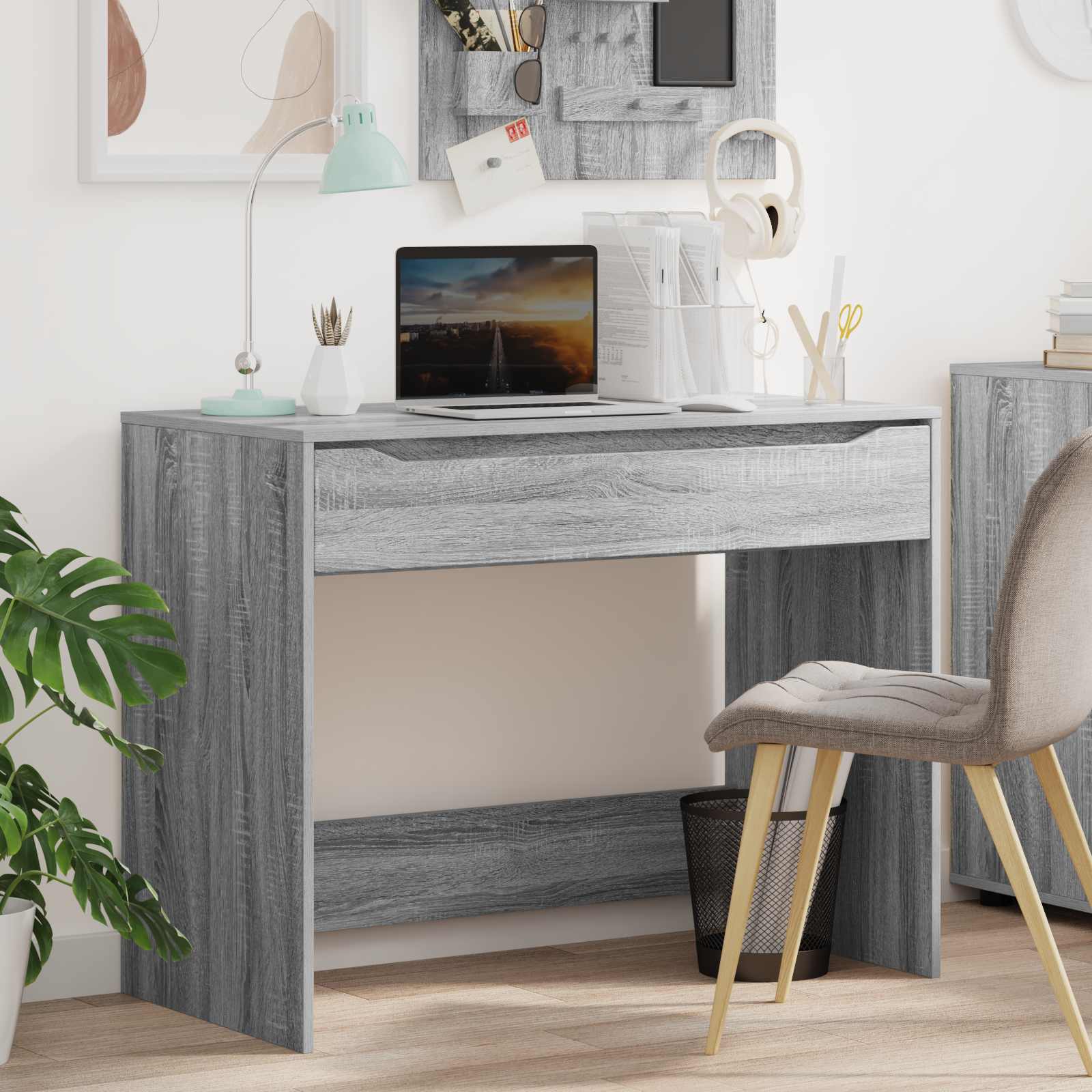 Stůl Se Zásuvkou Šedá Sonoma 100 X 50 X 78 Cm Dřevěný Materiál