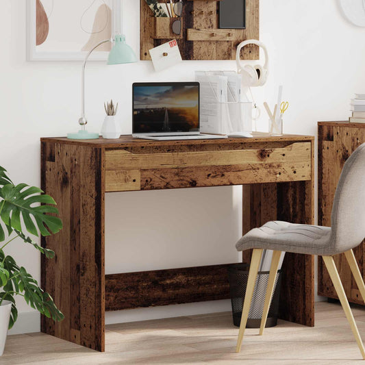 Stůl Se Zásuvkou Staré Dřevo 100 X 50 X 78 Cm Dřevěný Materiál