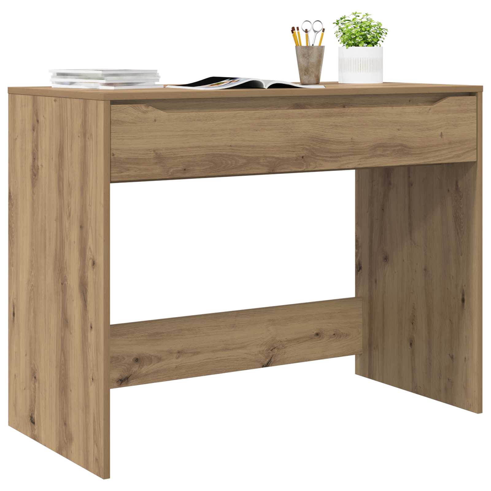 Stůl S Šuplíkem Řemeslný Dub Dřevěný Materiál 100 X 50 X 78 Cm