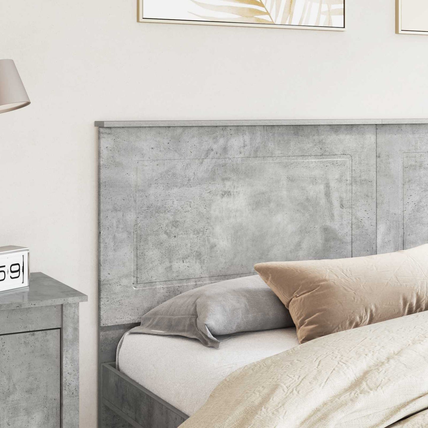Čelo Postele Betonově Šedá 100 Cm Dřevěný Materiál