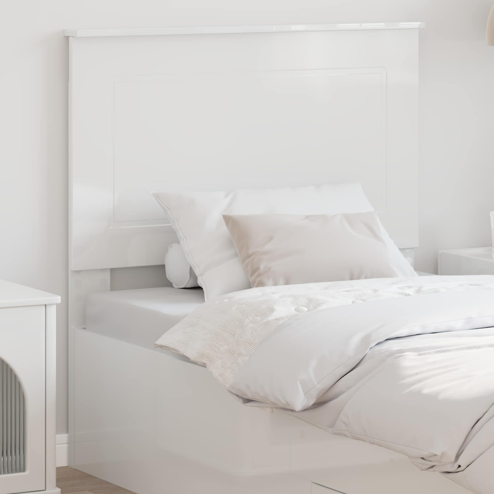 Čelo Postele Lesklá Bílá 100 Cm Dřevěný Materiál