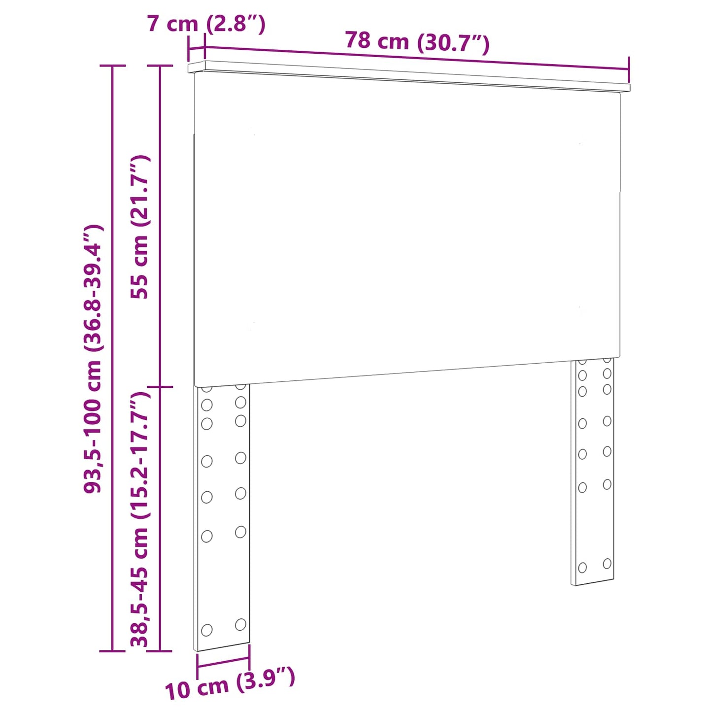 Čelo Postele Betonově Šedá 100 Cm Dřevěný Materiál