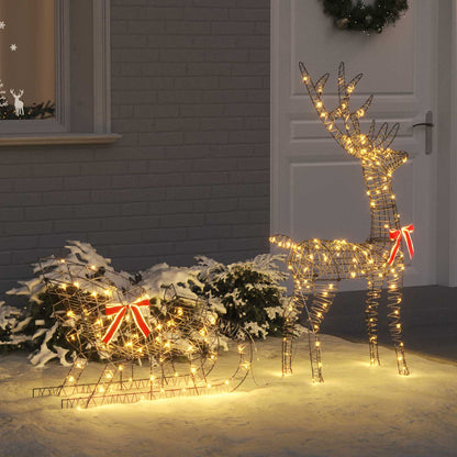 Sáně Tažené Sobem 200 Led Teplá Bílá 70 X 26 X 129 Cm Pet