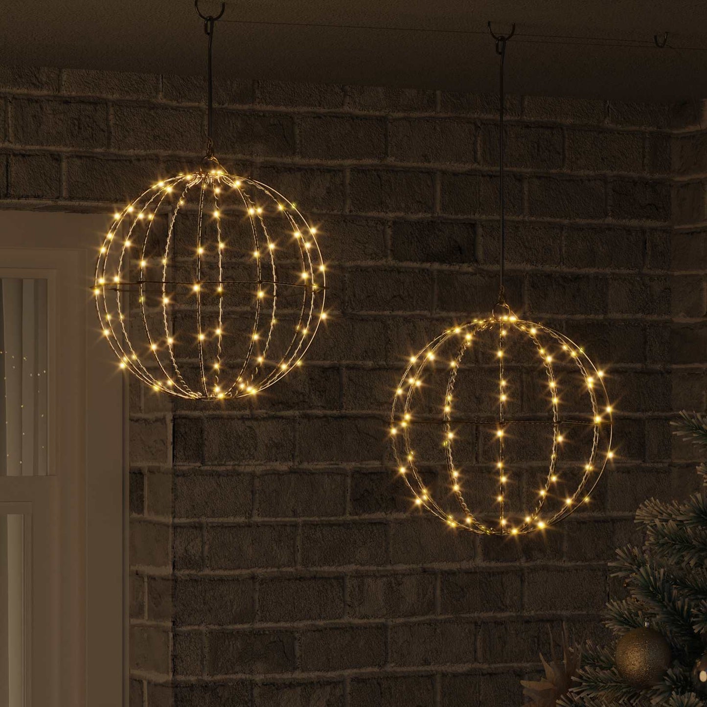 Koule 2 Ks Teplá Bílá 30 X 30 X 32 Cm Kov 192 Led Diod