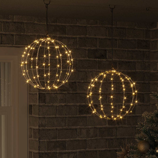 Koule 2 Ks Teplá Bílá 30 X 30 X 32 Cm Kov 192 Led Diod