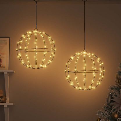 Koule 2 Ks Teplá Bílá 30 X 30 X 32 Cm Kov 192 Led Diod