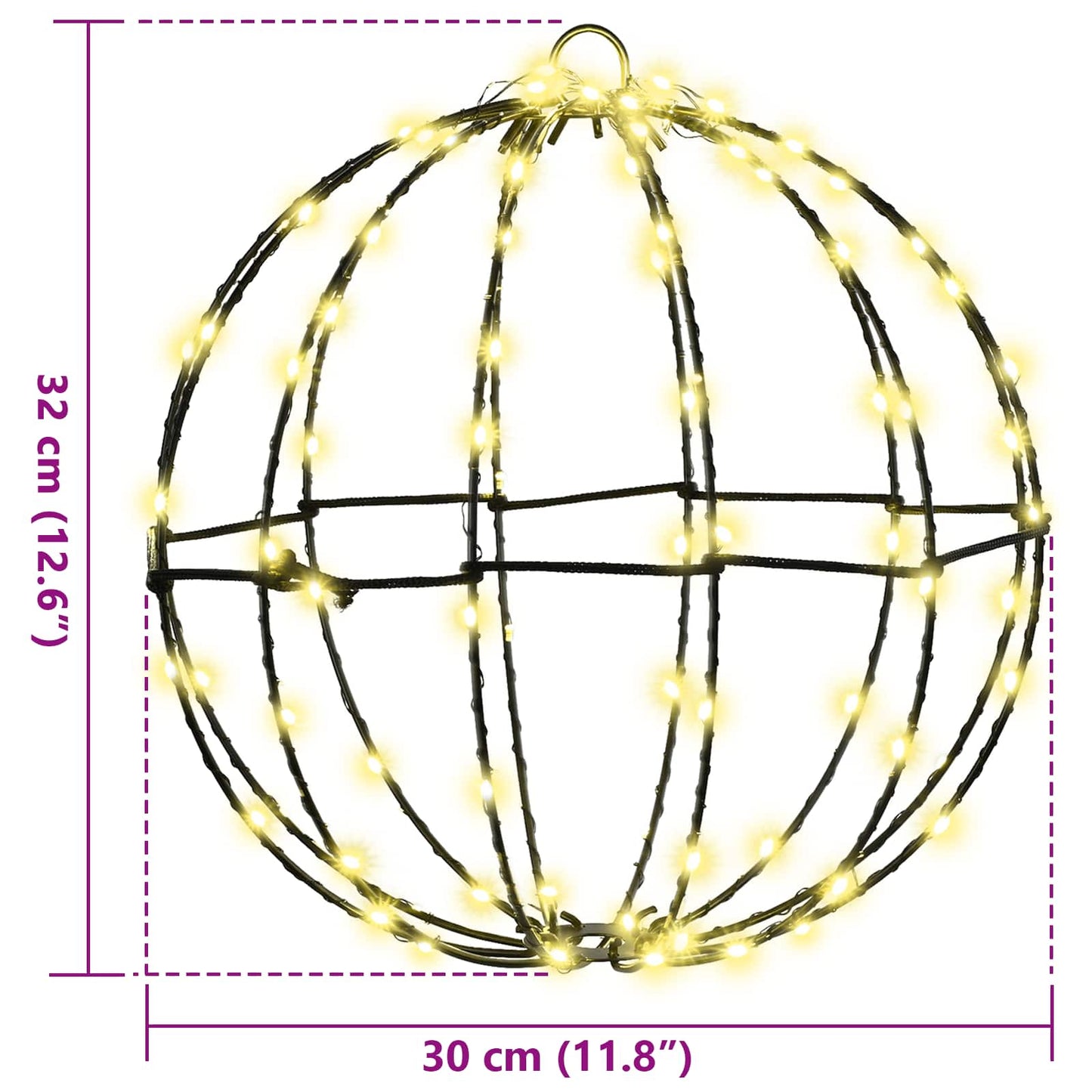 Koule 2 Ks Teplá Bílá 30 X 30 X 32 Cm Kov 192 Led Diod