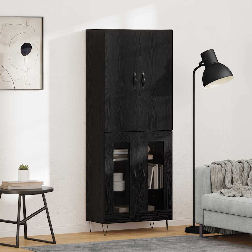 Vysoký Bufet 2 Ks Černý Dub 69,5 X 34 X 180 Cm Kompozitní Dřevo
