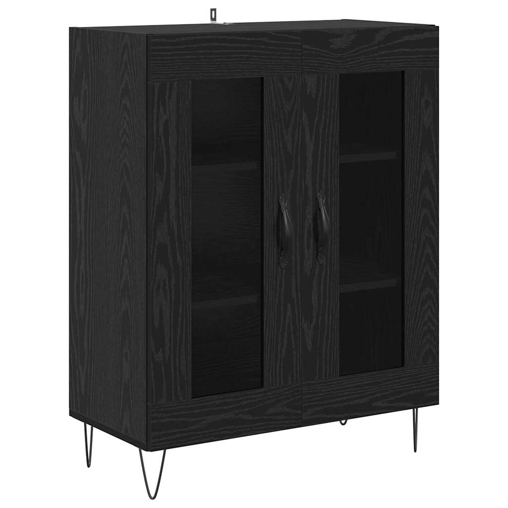 Vysoký Bufet 2 Ks Černý Dub 69,5 X 34 X 180 Cm Kompozitní Dřevo