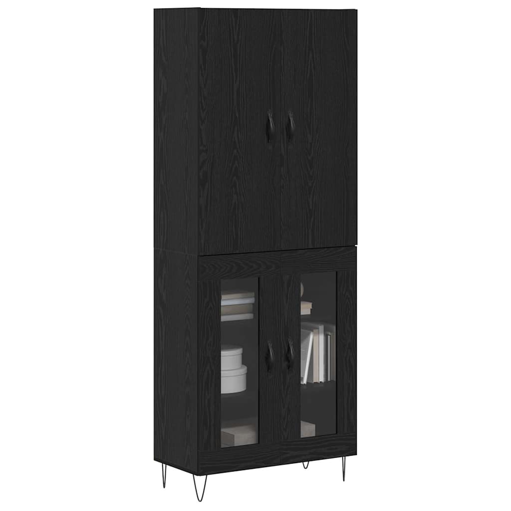 Vysoký Bufet 2 Ks Černý Dub 69,5 X 34 X 180 Cm Kompozitní Dřevo