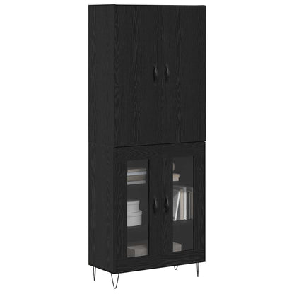 Vysoký Bufet 2 Ks Černý Dub 69,5 X 34 X 180 Cm Kompozitní Dřevo