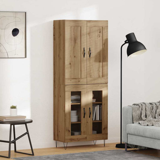 Vysoký Bufet Artisanový Dub 69,5 X 34 X 180 Cm Kompozitní Dřevo