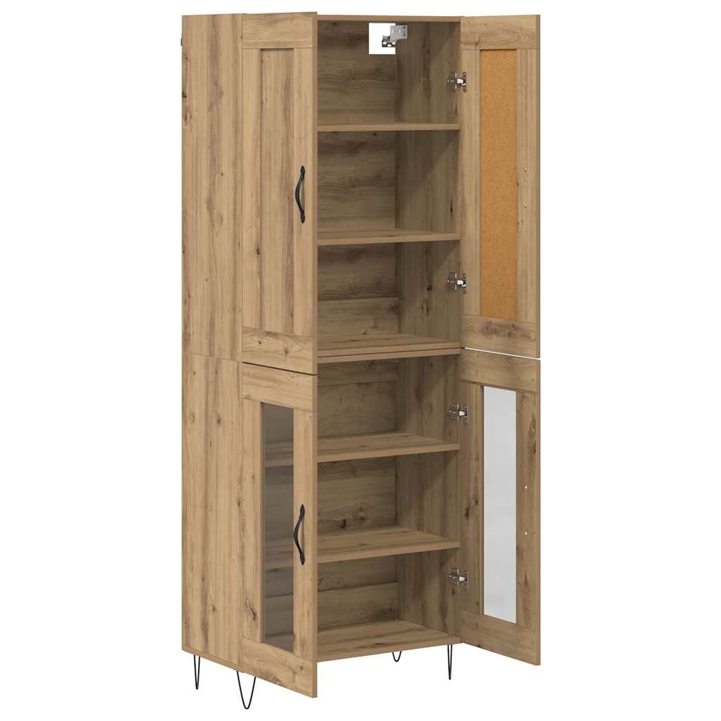 Vysoký Bufet Artisanový Dub 69,5 X 34 X 180 Cm Kompozitní Dřevo
