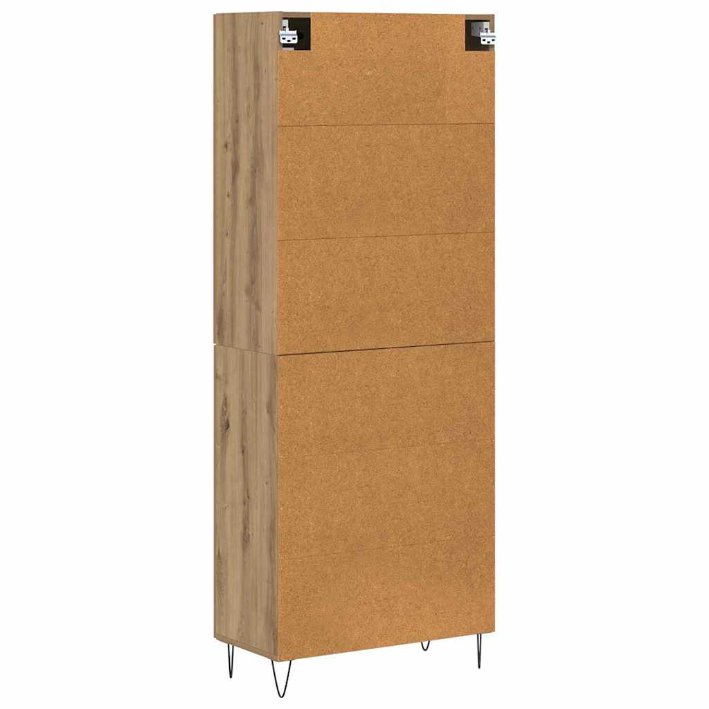 Vysoký Bufet Artisanový Dub 69,5 X 34 X 180 Cm Kompozitní Dřevo