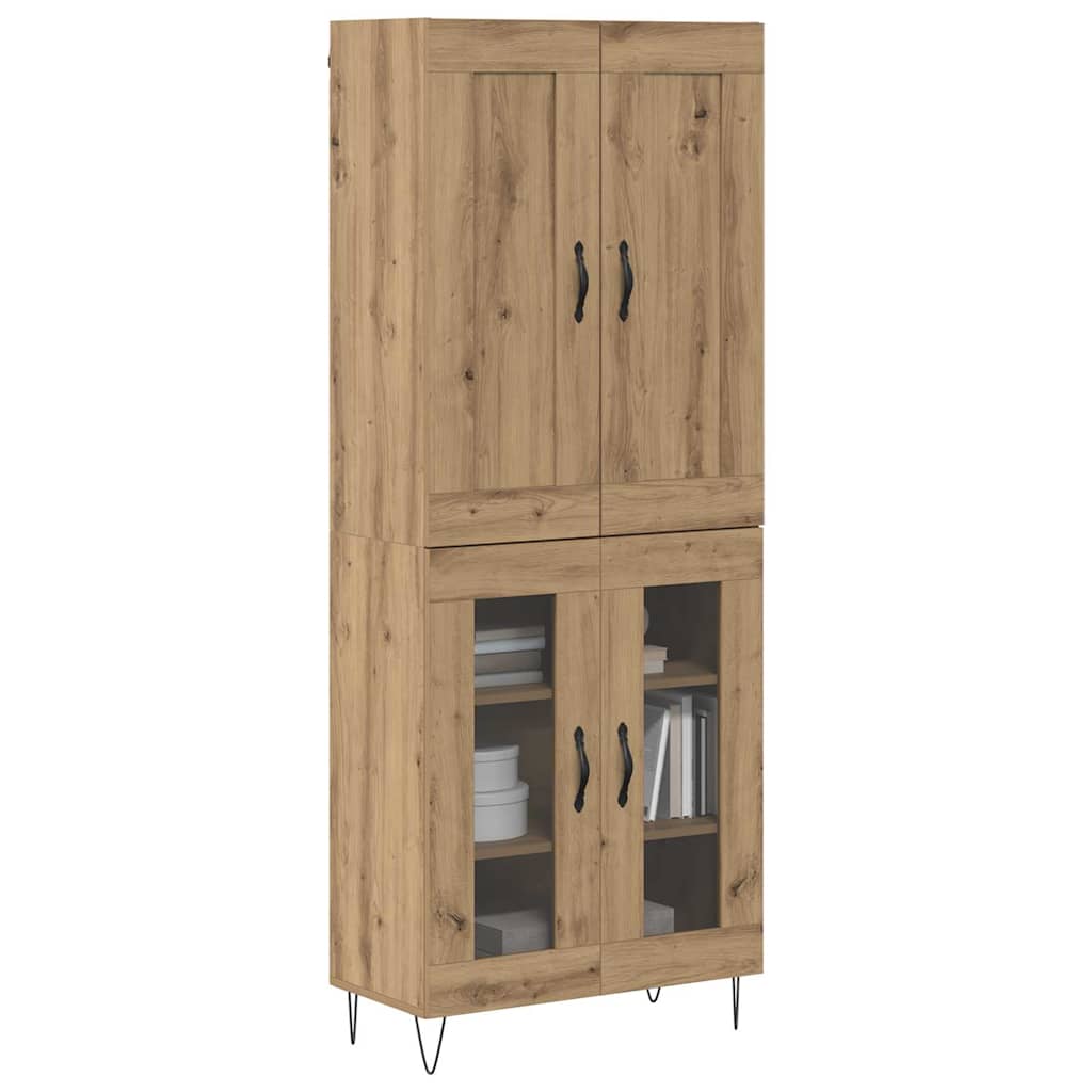 Vysoký Bufet Artisanový Dub 69,5 X 34 X 180 Cm Kompozitní Dřevo