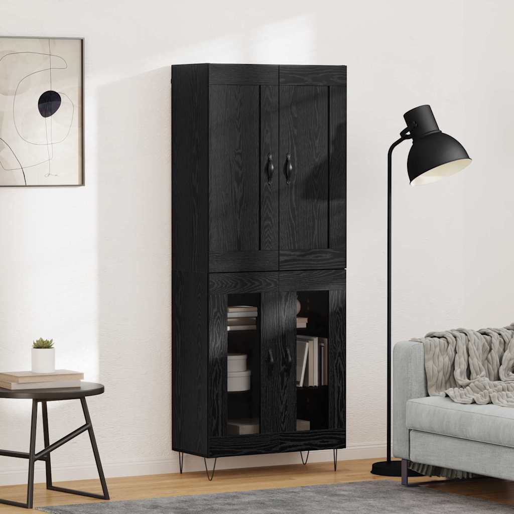 Vysoký Bufet Černý Dub 69,5 X 34 X 180 Cm Kompozitní Dřevo