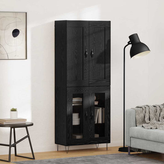 Vysoký Bufet Černý Dub 69,5 X 34 X 180 Cm Kompozitní Dřevo