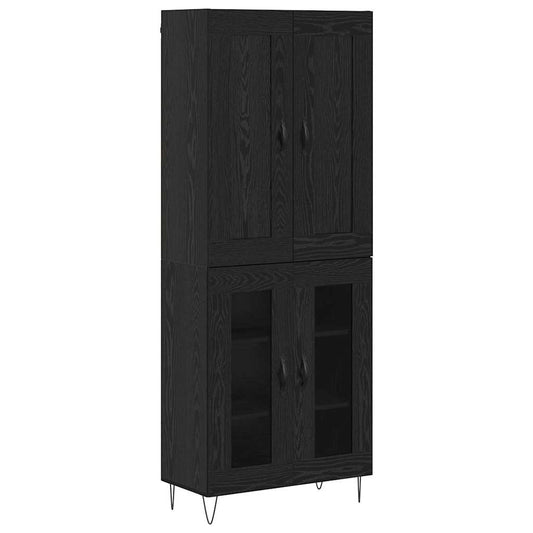 Vysoký Bufet Černý Dub 69,5 X 34 X 180 Cm Kompozitní Dřevo