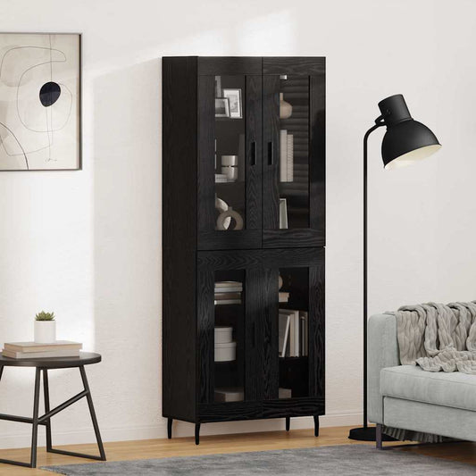 Vysoký Bufet 2 Ks Černý Dub 69,5 X 34 X 180 Cm Kompozitní Dřevo