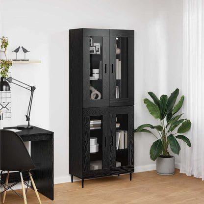 Vysoký Bufet 2 Ks Černý Dub 69,5 X 34 X 180 Cm Kompozitní Dřevo