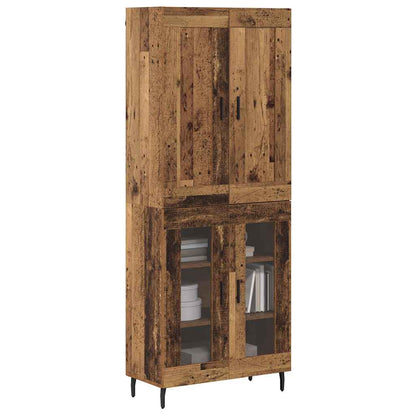 Vysoký Bufet 2 Ks Staré Dřevo 69,5 X 34 X 180 Cm