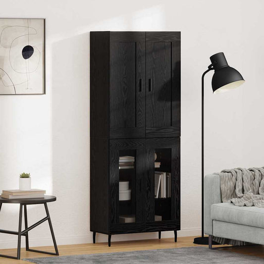 Vysoký Bufet 2 Ks Černý Dub 69,5 X 34 X 180 Cm Kompozitní Dřevo