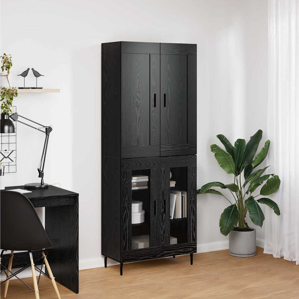 Vysoký Bufet 2 Ks Černý Dub 69,5 X 34 X 180 Cm Kompozitní Dřevo