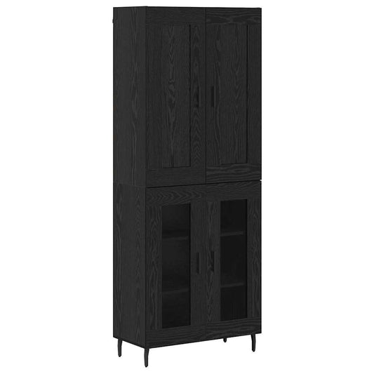 Vysoký Bufet 2 Ks Černý Dub 69,5 X 34 X 180 Cm Kompozitní Dřevo