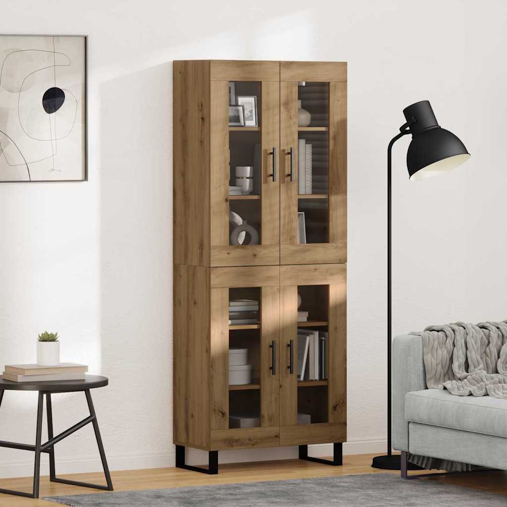 Vysoký Bufet 2 Ks Artisanový Dub 69,5 X 34 X 180 Cm